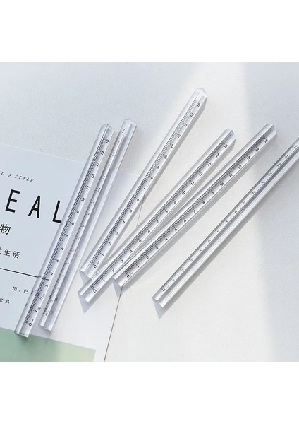 20CM Tarzı 15CMCM Basit Şeffaf Gökkuşağı Üçgen Düz Cetvel Kawaii Kırtasiye Malzemeleri Çizim Hediye Ofis Okul Ölçme (Yurt Dışından)