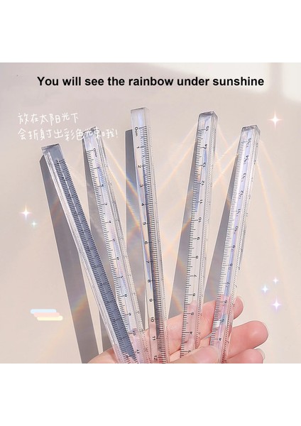 20CM Tarzı 15CMCM Basit Şeffaf Gökkuşağı Üçgen Düz Cetvel Kawaii Kırtasiye Malzemeleri Çizim Hediye Ofis Okul Ölçme (Yurt Dışından) fiyatları