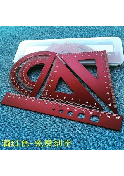 BLUE4PIECESET Stili Cetvel Ilköğretim Okulu Öğrencisi Metal Oyma Isim Seti, Dört Parçalı Set, Düz Cetvel, Yuvarlak Ölçer, Kaybı Önleyici Alüminyum Alaşımlı Hızlı (Yurt Dışından) fiyatları