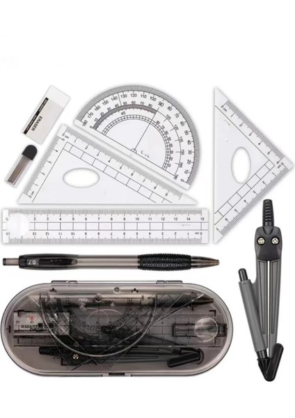Matematik Geometri Seti Seti Öğrenci Malzemeleri Mühendislik Çizim Pusula Iletki Cetvel Için Kırılmaz Saklama Kutusu (Yurt Dışından)