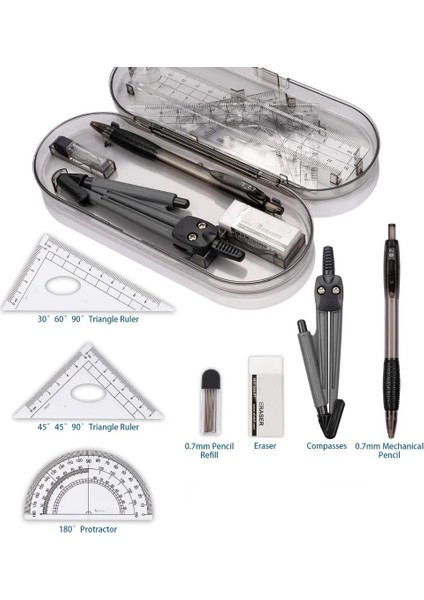 Matematik Geometri Seti Seti Öğrenci Malzemeleri Mühendislik Çizim Pusula Iletki Cetvel Için Kırılmaz Saklama Kutusu (Yurt Dışından) fiyatları