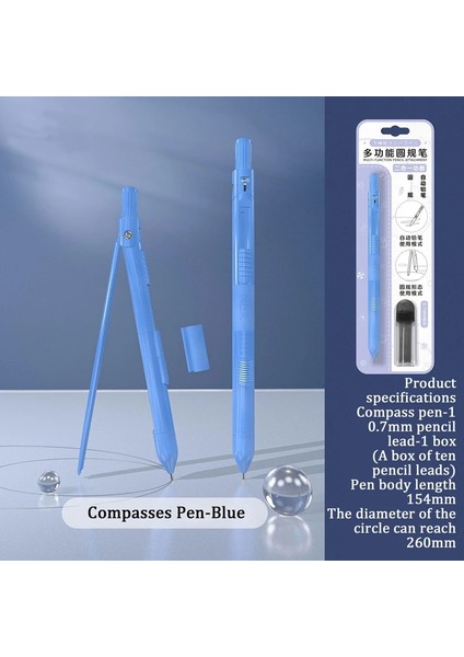 Mavi Stil Çok Fonksiyonlu Hassas Pusula ve Mekanik Kurşun Kalem Ikisi Bir Arada Okul Malzemeleri Kırtasiye Seti Düz Tasarım Kurşun Kalem (Yurt Dışından)