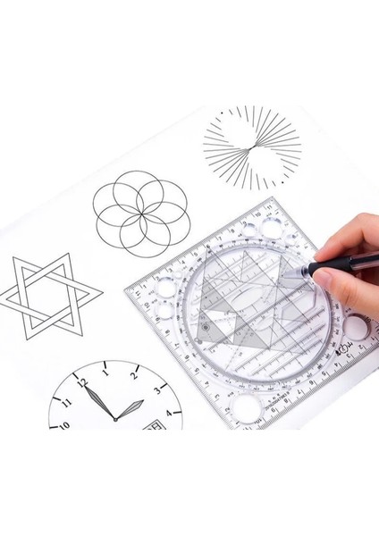 5döndürmeçizimkural Stili Çok Fonksiyonlu Internet Ünlü Öğrenci Cetveli Matematiksel Daire Çizimi, Eliptik Şablon Sınavı Için Dönebilen Cetvel Seti, (Yurt Dışından) modelleri