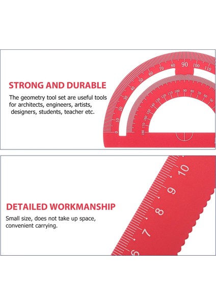 Kırmızı Stil Alüminyum Üçgen Ölçekli Cetvel Seti, Öğrenciler Için 2 Üçgen Cetvel Iletki ve Doğrusal Cetvel Matematik Geometri Aracı Içerir (Yurt Dışından) fiyatları