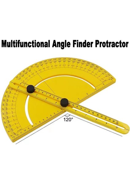 Çok Fonksiyonlu Açı Bulucu Iletki Yarım Dairesel 180 Ölçüm Çizim Etkinlik Cetveli Ağaç Işleme Sanatı Taslak Tasarım Şablonu (Yurt Dışından)