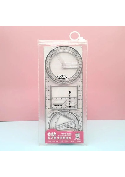 Movablecornermultifu Stili Ilk ve Ortaokul Öğrencileri Için Çok Fonksiyonlu Geometrik Çizim Cetveli Dönebilen Fonksiyonlu Iletki Kırtasiye Seti F (Yurt Dışından)