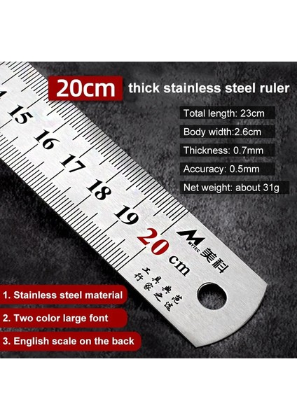 15CM Tarzı cm Paslanmaz Çelik Çift Taraflı Düz Cetvel Santimetre Inç Ölçekli Cetvel Hassas Ölçme Aracı Okul Malzemeleri (Yurt Dışından)