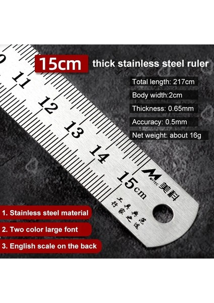 15CM Tarzı cm Paslanmaz Çelik Çift Taraflı Düz Cetvel Santimetre Inç Ölçekli Cetvel Hassas Ölçme Aracı Okul Malzemeleri (Yurt Dışından)