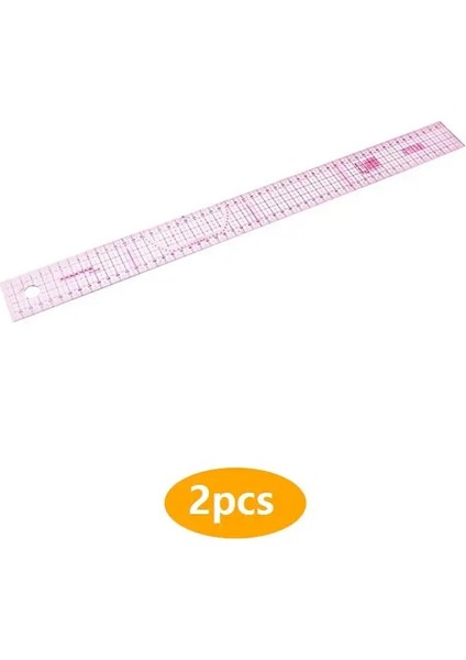 2 Adet Tarzı Plastik Dikiş Kuyruğu cm Paylaşımlı Çift Taraflı Metrik Düz Cetvel Şeffaf Kıstas Patchwork Kumaş Kesme Cetveli (Yurt Dışından)