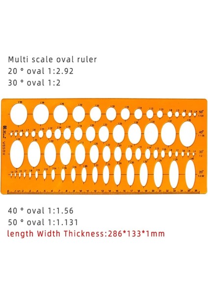 K-107 Tarzı Dairesel Oval Cetvel Dayanıklı K Reçine Çizim Tasarım Mobilya Mimar Şablonu Taslak Çizimi Cetvel Şablon Ölçüm Cetveli (Yurt Dışından)