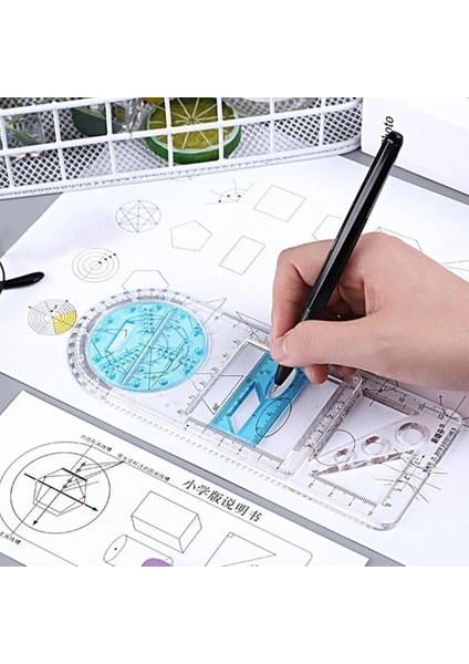 B Tarzı Okul Için Çok Fonksiyonlu Ilköğretim Okulu Aktivite Pusula Çizim Cetvel Geometrik Aracı Ölçme Iletki Cetvel X8N4 (Yurt Dışından)