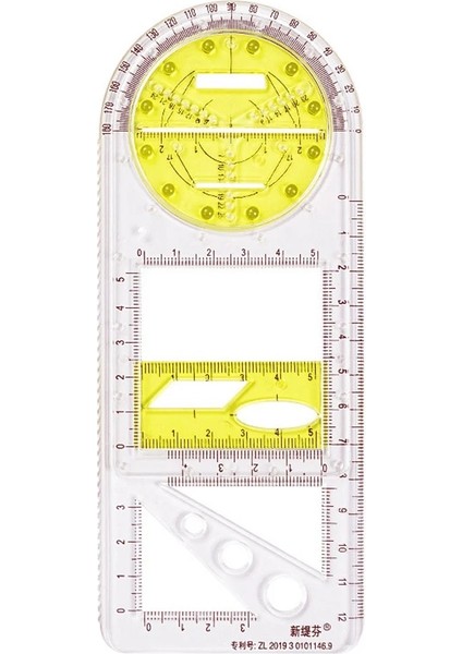 Birincil-3 Tarzı Çok Fonksiyonlu Geometrik Cetvel Geometrik Çizim Şablonu Okul Öğrenci Ofis Mimarisi Için Ölçme Aracı Ölçme Kuralı (Yurt Dışından)