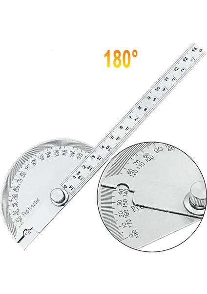 14.5c Derece Ayarlanabilir Paslanmaz Çelik Çok Fonksiyonlu Konveyör Yuvarlak Kafa Açısı Cetveli Matematiksel Ölçüm Aracı (Yurt Dışından)