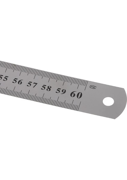 Paslanmaz Çelik Çift Taraflı Ölçme Düz Kenar Cetveli 60CM Gümüş Qxnf (Yurt Dışından)