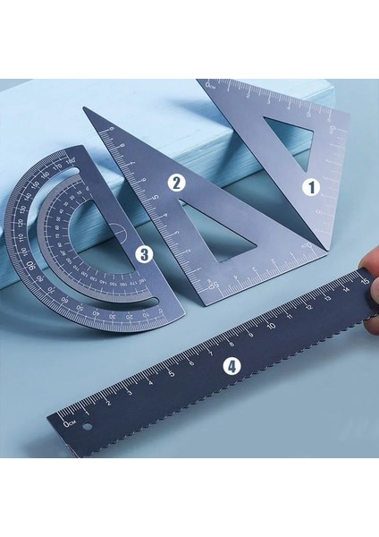 Siyah Stil 4 Adet Alüminyum Cetvel Seti Alüminyum Alaşımlı Metal Geometri Matematik Çizim Pusula Kırtasiye Matematik Okul Ofis Malzemeleri Için (Yurt Dışından) modelleri