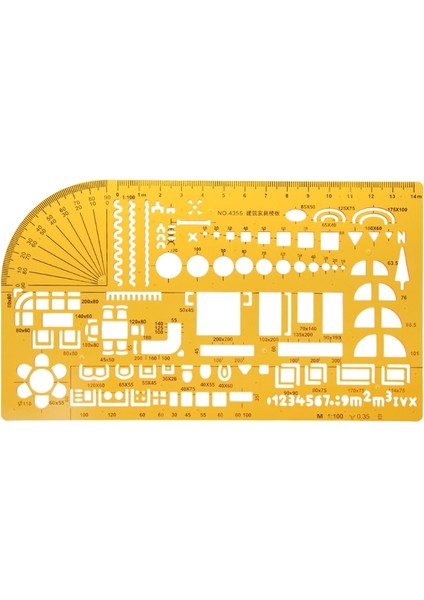 Bordo Tarzı Sıcak Profesyonel Evrensel Mobilya Inşaat Mimarı Şablon Cetveli 1:100 (Yurt Dışından)