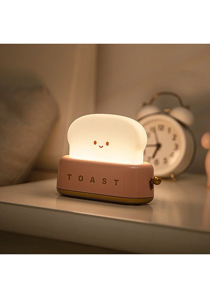 Tost Ekmeği Makinesi Gece Lambası Yaratıcı Yatak Odası Başucu Şarj Edilebilir Zamanlama Kapalı Işık ile LED Masa Lambası (Yurt Dışından)
