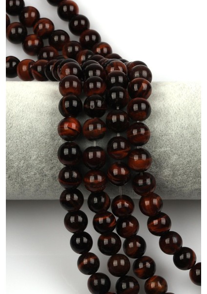 Kırmızı Kaplan Gözü ( Ab Kalite ) Doğal Taş Dizi 10 mm Küre Kesim