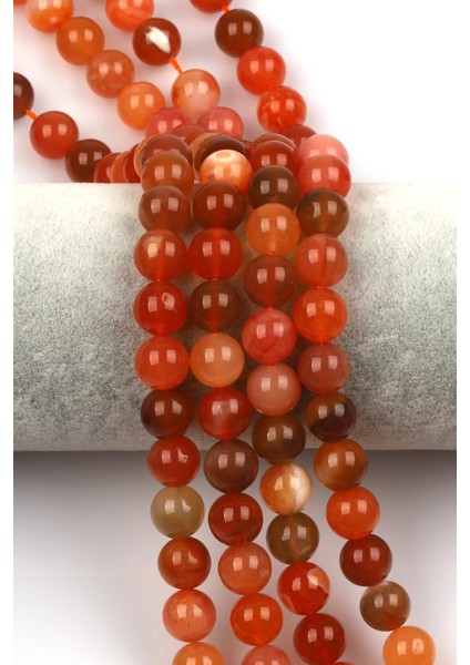 Karnelyon Akik Doğal Taş Dizi 10 mm Küre Kesim