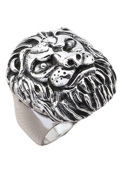 Erkek Yüzük Gümüş 925 Aslan Kafası