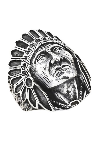 Erkek Yüzük Gümüş 925 Motorcu Kızılderili