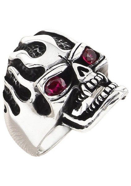 Erkek Yüzük Gümüş 925 Motorcu Kurukafa