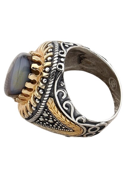 Erkek Yüzük Gümüş 925 Yemen Akik Taşlı modelleri