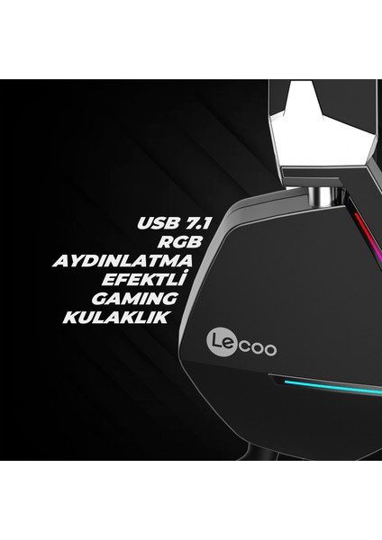 HT402 USB Kablolu Surround 7.1 RGB LED Aydınlatmalı Çıkartılabilir Mikrofonlu Kulak Üstü Gaming Kulaklık Siyah