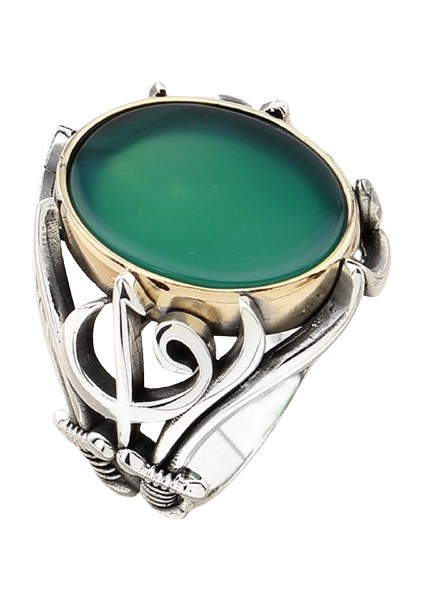 Erkek Yüzük Gümüş 925 Kılıç Motifli Islami Elif Vav