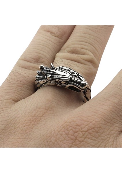 Erkek Yüzük Gümüş 925 Motorcu Ejderha