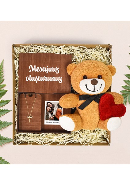 Kendin Tasarla Polo Kartlı Kolye Kutusu & Zirkon Kolye & Sevimli Ayıcık