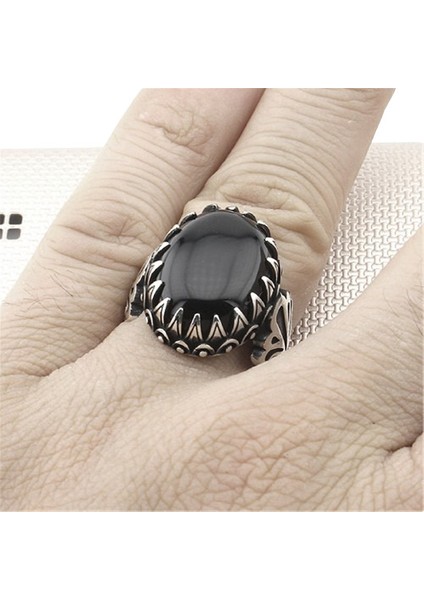 Erkek Yüzük Gümüş 925 Tırnaklı Desenli Bombe Taşlı fiyatları