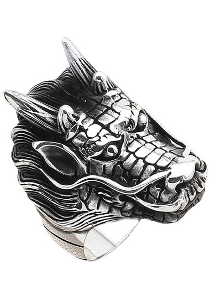 Erkek Yüzük Gümüş 925 Motorcu Ejderha