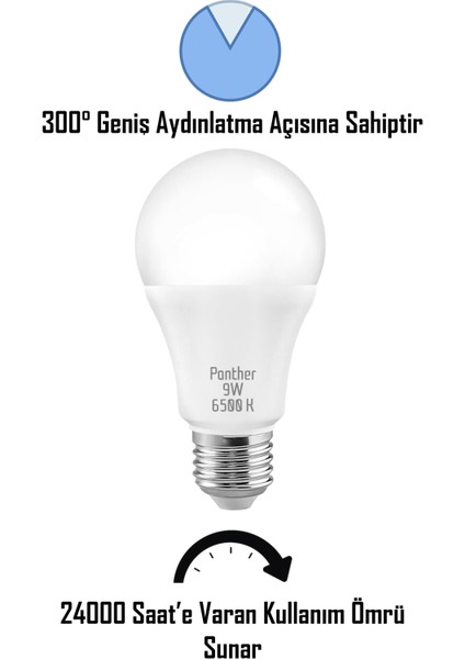 9W Beyaz LED E27 Ampul Tasarruflu Lamba 6500 K Beyaz Işık 800 Lümen 9W=60W fiyatları
