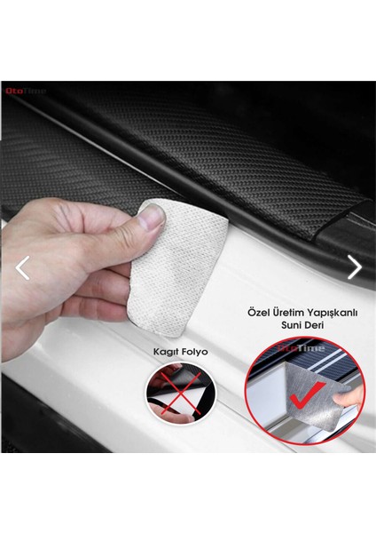 Toyota Hilux Uyumlu Karbon Kapı Eşiği Koruyucu Suni Deri 4'lü Set