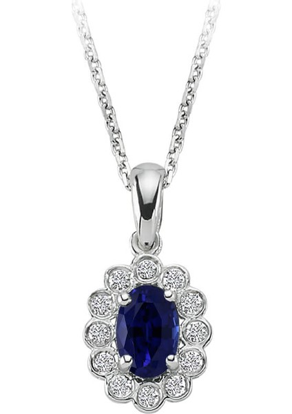 Pırlanta ve Oval Safir Taşlı Anturaj Kolye 0417P0023