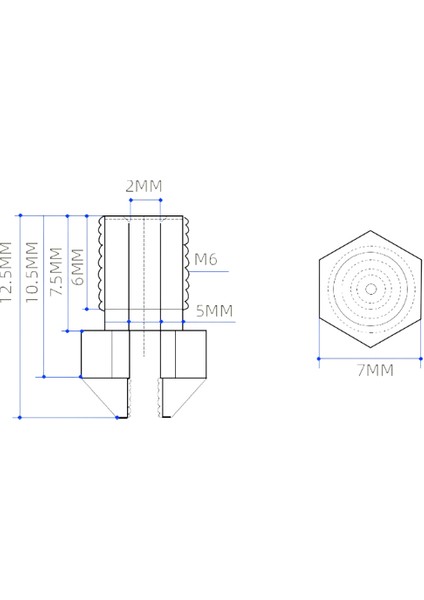 0.6mm E3D V5/v6 Pirinç Nozzle - 1.75MM