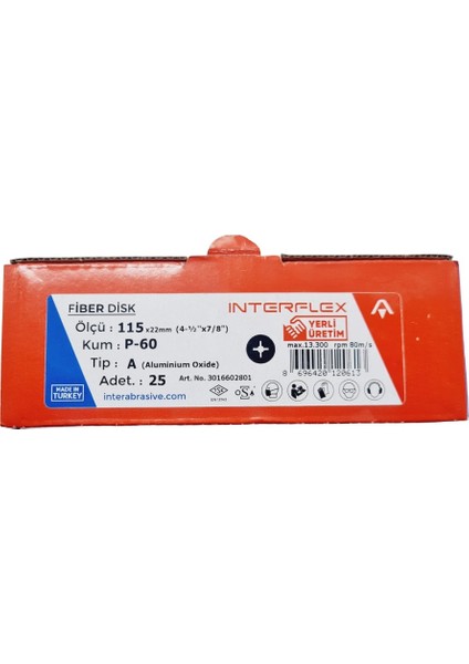 V115 60 Kum Fiber Disk Zımpara | Hızlı ve Etkili Zımparalama Deneyimi | 10 Adet