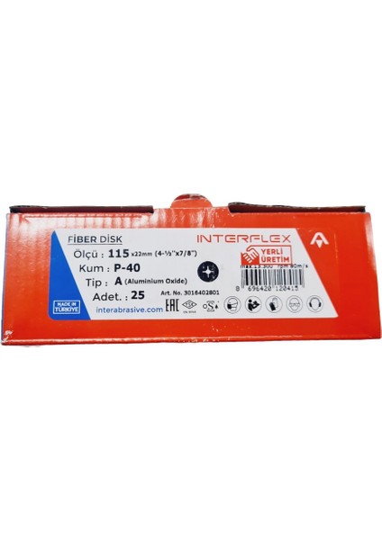 V115 40 Kum Fiber Disk Zımpara | Hızlı ve Etkili Zımparalama Deneyimi | 10 Adet