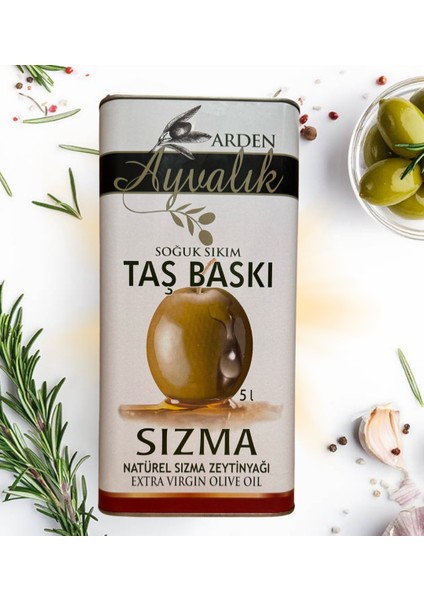 Ayvalık Natural Sızma Zeytinyağı 5 Litre % 0,3 Asit % 100 Doğal Teneke Kutulu Ambalajında