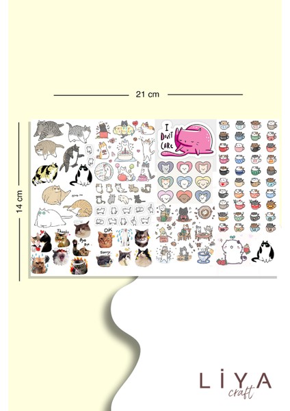 Süper Sevimli 150 Adet Kedi Sticker Set-Planner Ajanda Bullet Journal Için Uygun Set