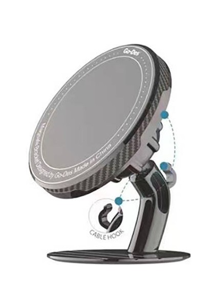 Süper Magnetik Araç Telefon Tutucu Go Des GD-HD726P 360 Derece Yuvarlak Oynar Başlıklı Siyah