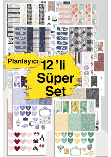 Muhteşem 12 Sayfa Planlayıcı Sticker Set