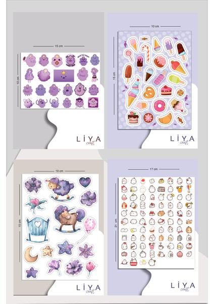 10 Sayfa Sevimli Sticker Seti -Planner Ajanda Bullet Journal Için Uygun Set