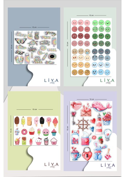 10 Sayfa Sevimli Sticker Seti -Planner Ajanda Bullet Journal Için Uygun Set