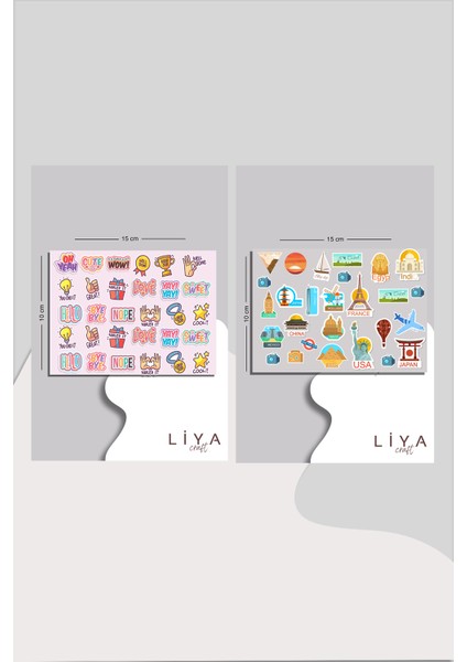 10 Sayfa Sevimli Sticker Seti -Planner Ajanda Bullet Journal Için Uygun Set