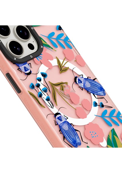 iPhone 15 Pro Uyumlu Kılıf Magsafe Şarj Özellikli Youngkit Huagu Serisi Kapak Pembe