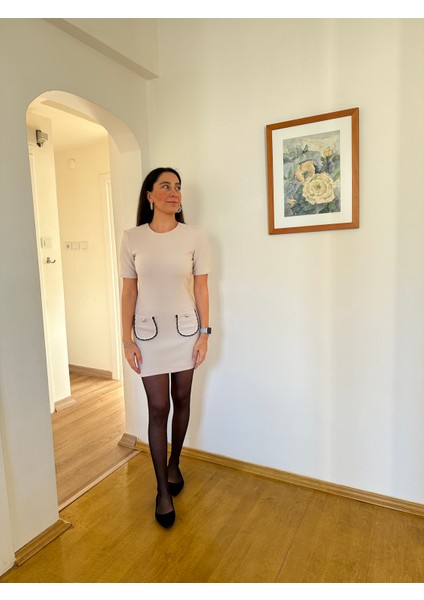 Chic Gold Cep Detaylı Elbise