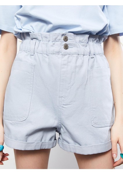 Lcw Jeans Yüksek Bel Slouchy Düz Cep Detaylı Kadın Jean Şort