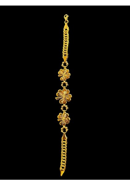 9 gr (Gram) Süzme Üç Halkalı Kalemli Yonca Bileklik Yatırımlık 22 Ayar Altın